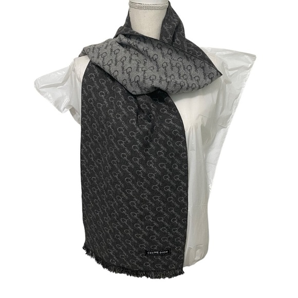 CELINE DION - TWO TONED GRAY SCARF - SUPER SOFT - 70” x 12” - GREAT CONDITION B5 - Picture 2 of 5